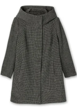 Mantel mit großer Kapuze, in A-Linie, mit Wollanteil