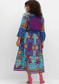 Maxikleid im Boho-Stil, mit Taillen-Smokbund