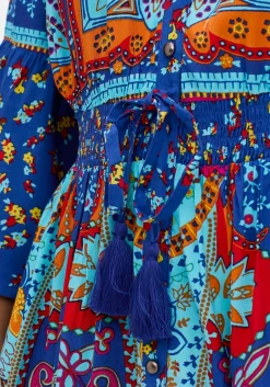 Maxikleid im Boho-Stil, mit Taillen-Smokbund