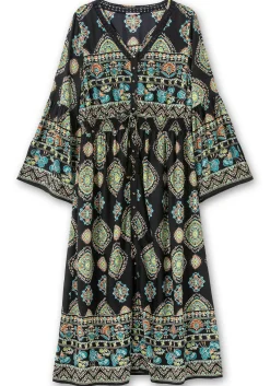 Maxikleid im Boho-Stil, mit Trompetenärmeln