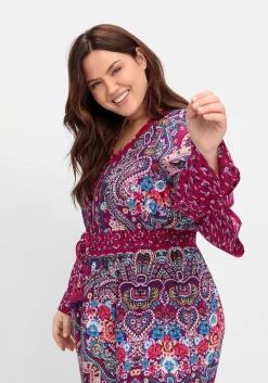 Maxikleid im Boho-Stil, mit Trompetenärmeln