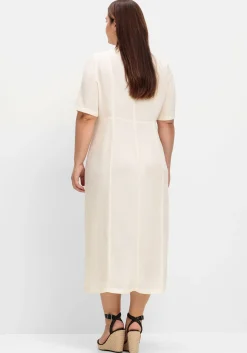 Maxikleid im Leinen-Mix, mit Knopfleiste