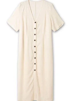 Maxikleid im Leinen-Mix, mit Knopfleiste