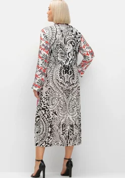 Maxikleid im Mustermix, mit Manschettenärmeln