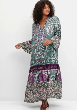 Maxikleid im Mustermix, mit Volants