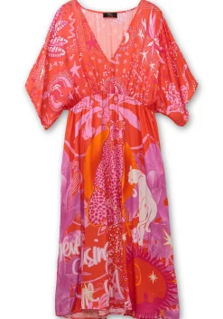 Maxikleid im Mustermix, mit tiefem V-Ausschnitt