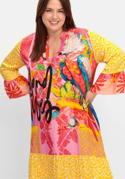 Maxikleid im Mustermix, mit Volants