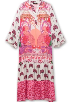 Maxikleid im Mustermix, mit Trompetenärmeln