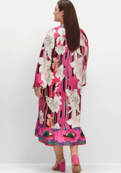 Maxikleid im Mustermix, mit Volant am Saum