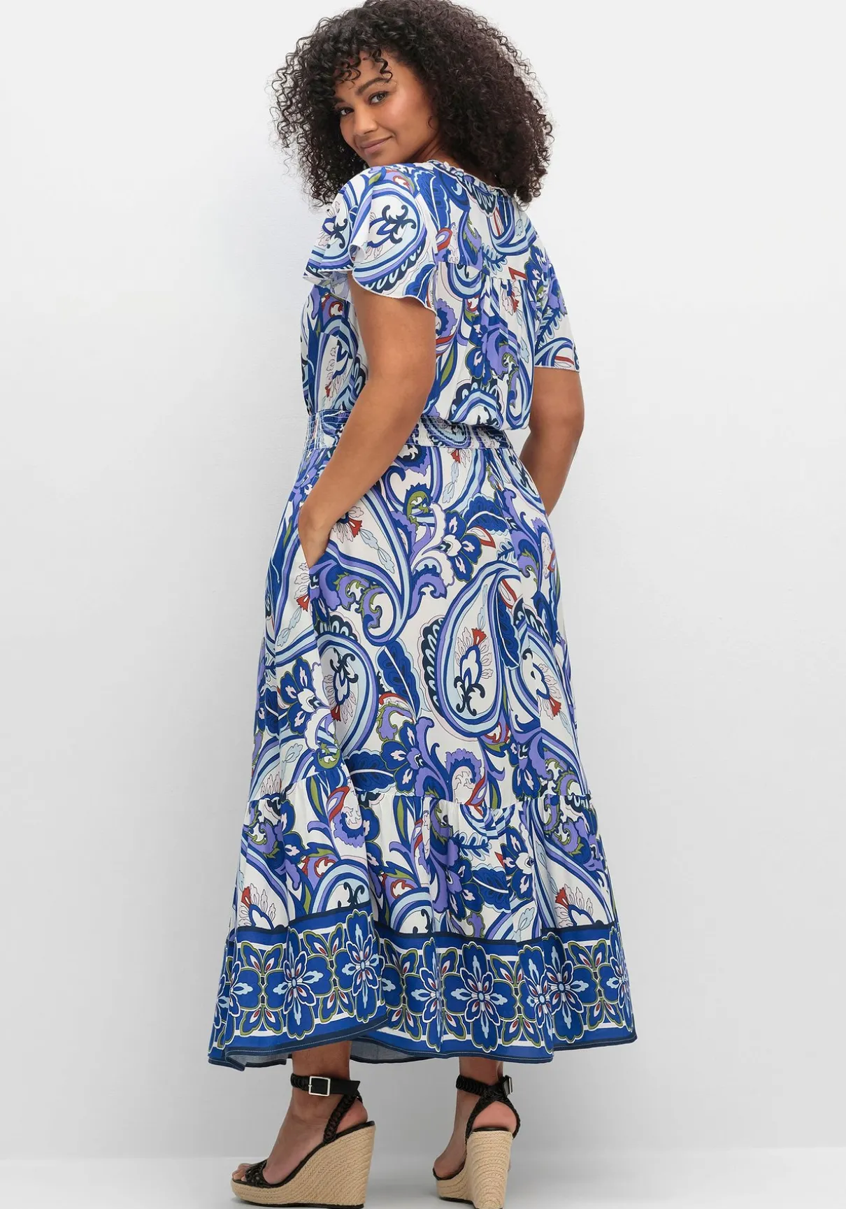 Maxikleid im Paisleymuster, mit Smokbund