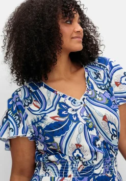 Maxikleid im Paisleymuster, mit Smokbund