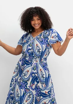 Maxikleid im Paisleymuster, mit Smokbund
