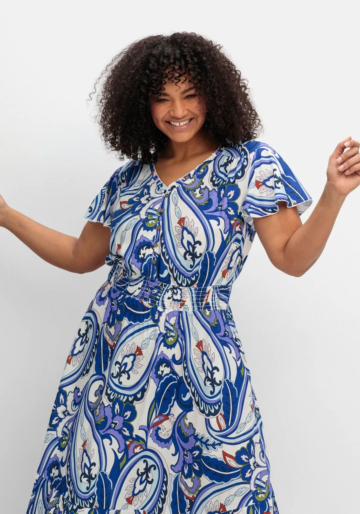 Maxikleid im Paisleymuster, mit Smokbund