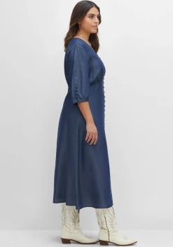 Maxikleid in Denimoptik, mit Knopfleiste
