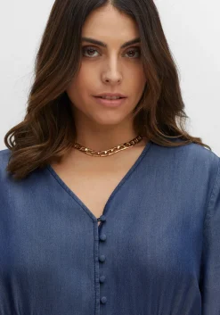 Maxikleid in Denimoptik, mit Knopfleiste