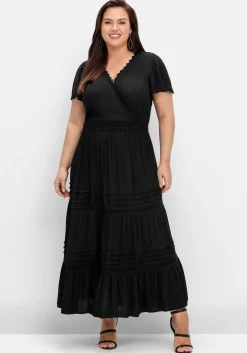 Maxikleid in Wickeloptik, mit Stufenvolant