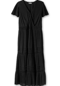 Maxikleid in Wickeloptik, mit Stufenvolant