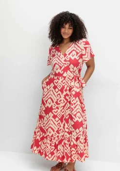 Maxikleid in Wickeloptik, mit Grafikprint