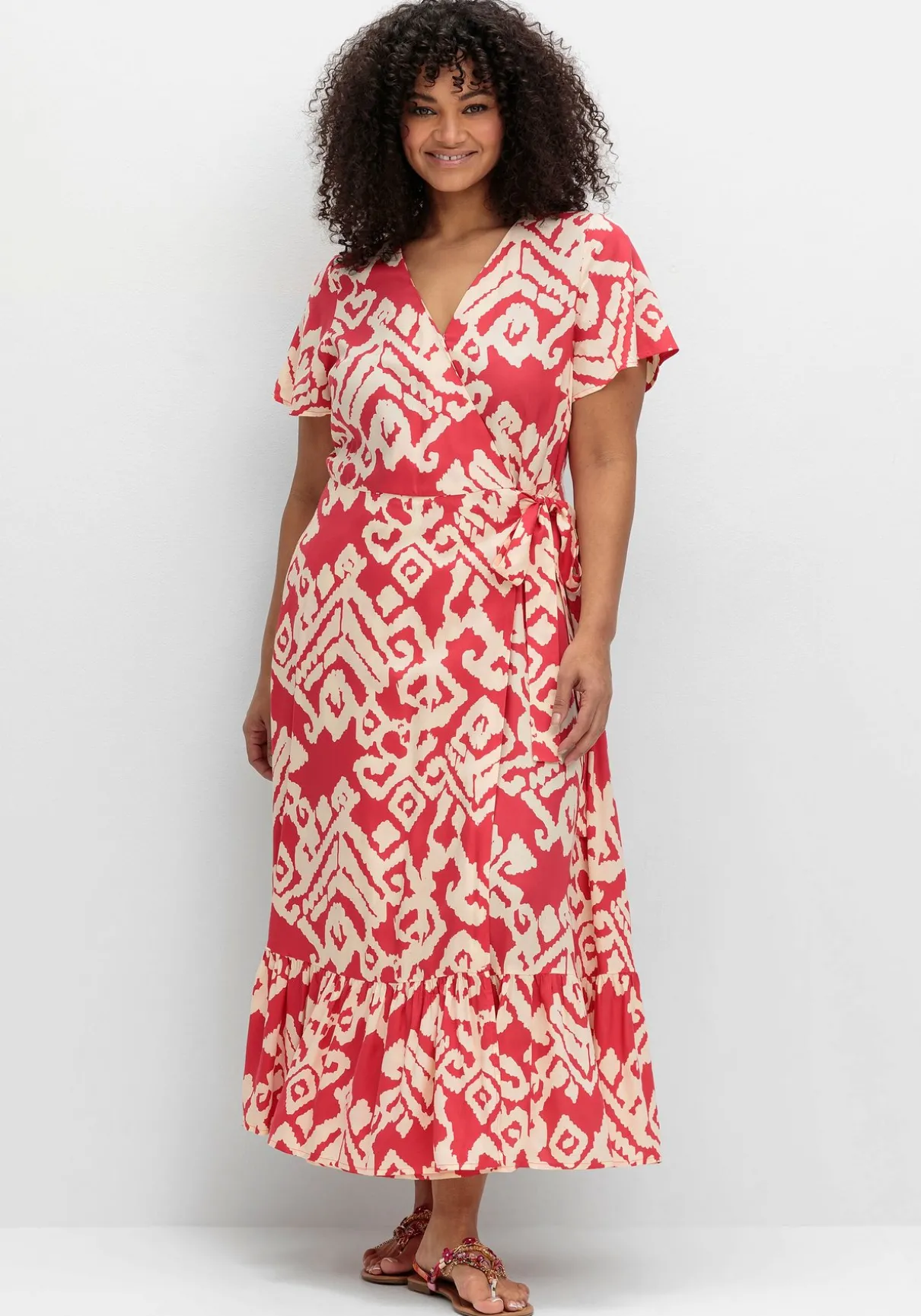 Maxikleid in Wickeloptik, mit Grafikprint