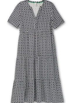 Maxikleid mit Alloverprint und Stufenvolants