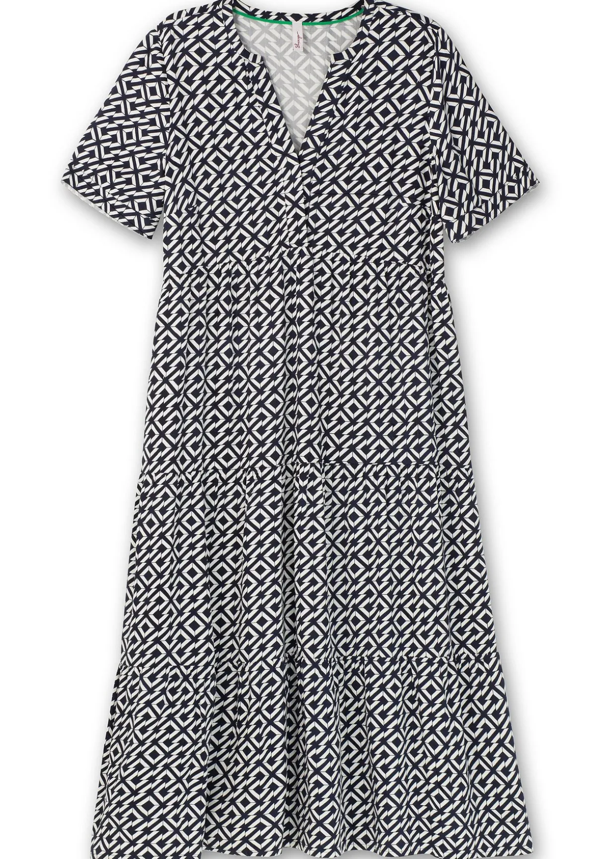 Maxikleid mit Alloverprint und Stufenvolants