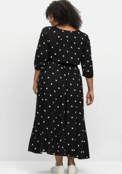 Maxikleid mit Alloverprint und gesmokter Taille