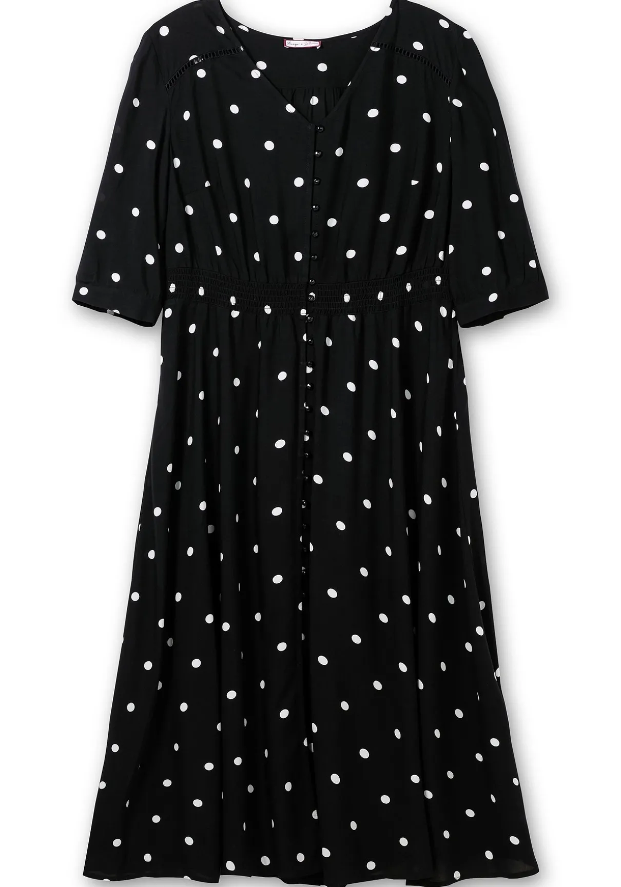 Maxikleid mit Alloverprint und gesmokter Taille