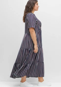 Maxikleid mit Alloverstreifen, weich fließend