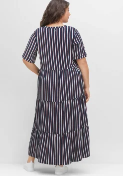 Maxikleid mit Alloverstreifen, weich fließend