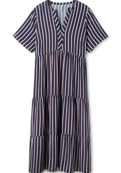 Maxikleid mit Alloverstreifen, weich fließend