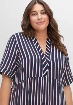 Maxikleid mit Alloverstreifen, weich fließend