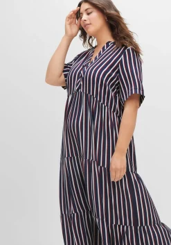 Maxikleid mit Alloverstreifen, weich fließend