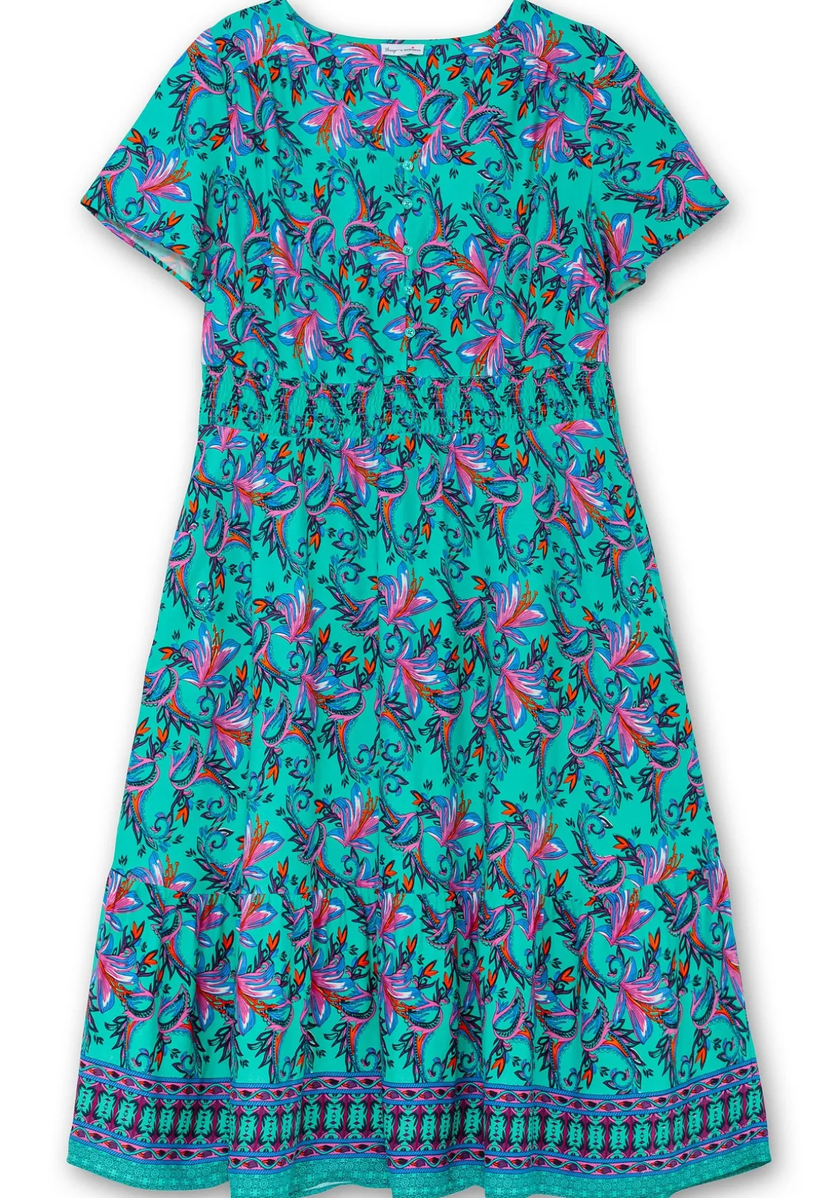 Maxikleid mit Blumendruck und Taillen-Smokbund