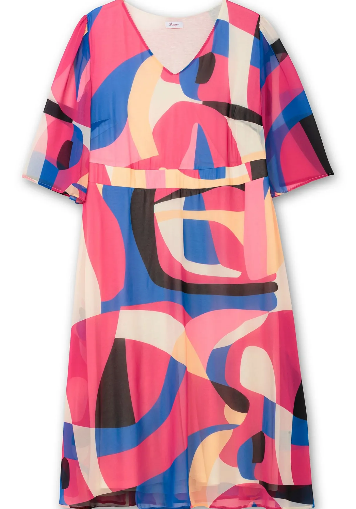 Maxikleid mit Grafikprint, im Lagenlook