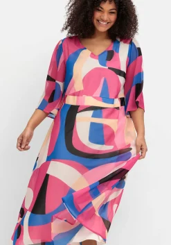 Maxikleid mit Grafikprint, im Lagenlook