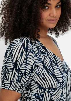 Maxikleid mit Grafikprint und Volantsaum