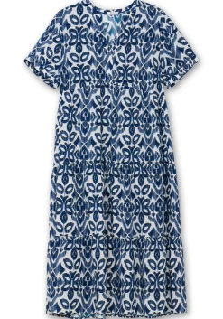 Maxikleid mit Ornamentdruck und Stufenrock