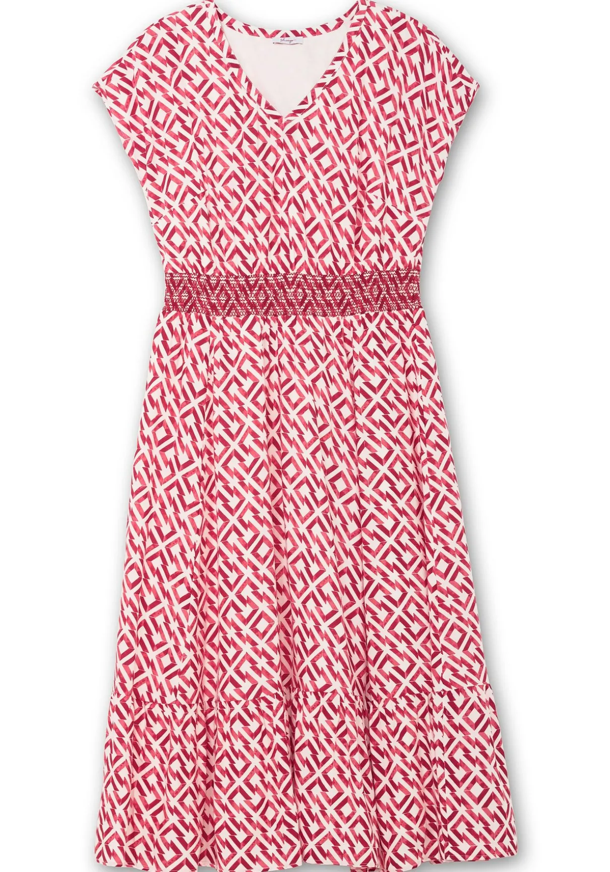 Maxikleid mit Smokbund und Grafikprint