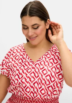 Maxikleid mit Smokbund und Grafikprint