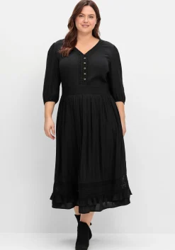 Maxikleid mit Volant, in Crinkle-Qualität