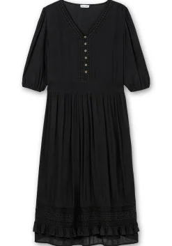 Maxikleid mit Volant, in Crinkle-Qualität