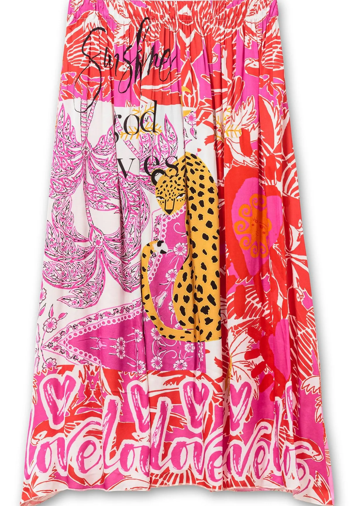 Maxirock im Mustermix, aus Viskose-Satin