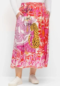 Maxirock im Mustermix, aus Viskose-Satin