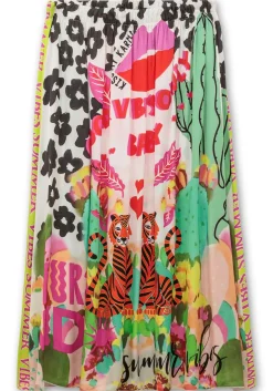 Maxirock aus Viskose-Satin, im Multicolor-Muster