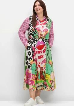 Maxirock aus Viskose-Satin, im Multicolor-Muster