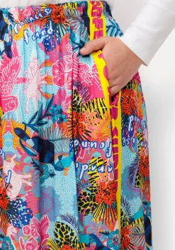 Maxirock im Mustermix, aus Viskose-Satin