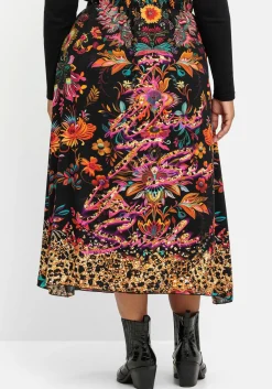 Maxirock mit floralem Print, aus Viskose-Satin