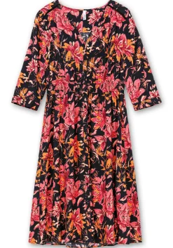 Midikleid aus Crêpe, mit Blumendruck