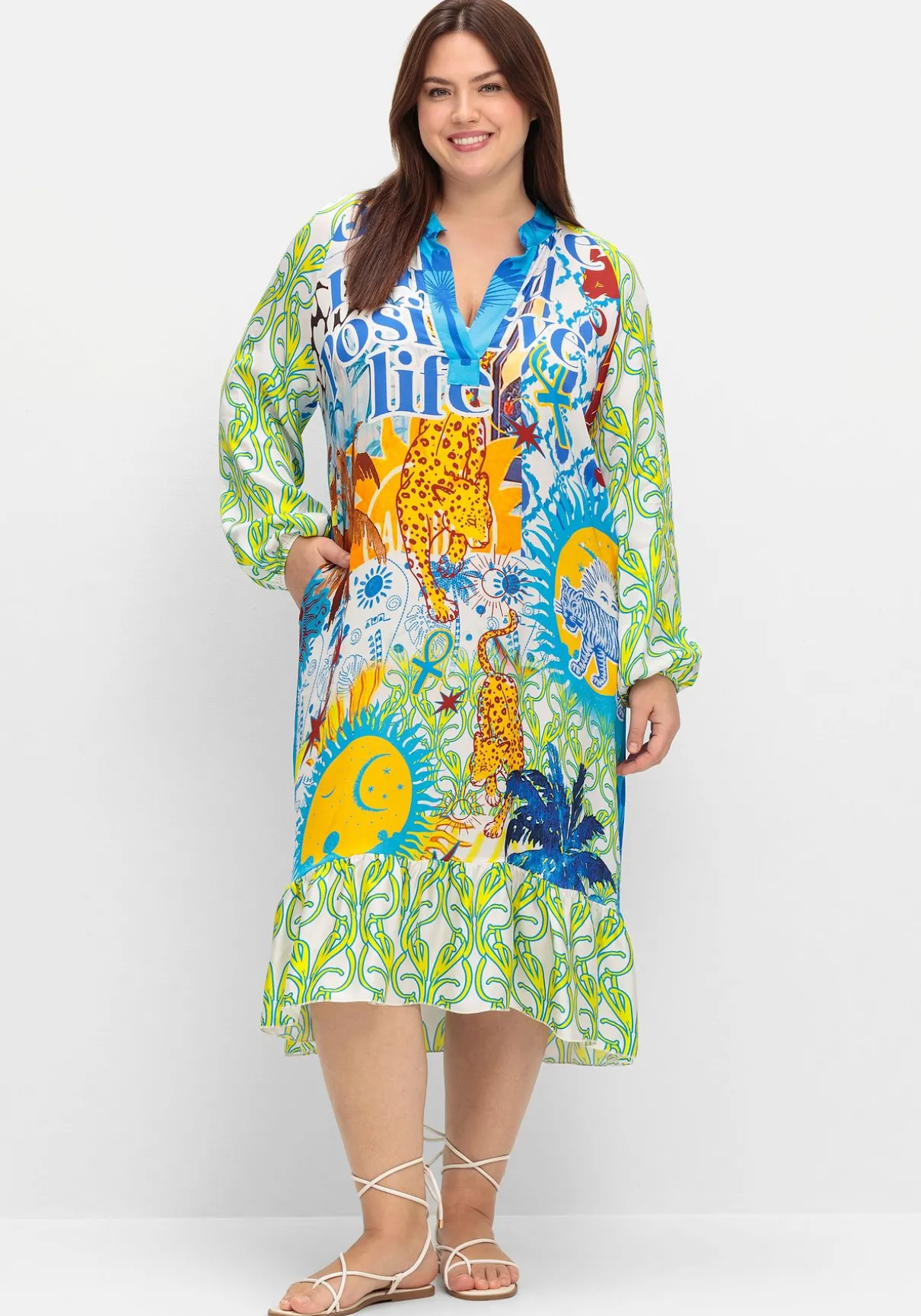 Midikleid im Multicolor-Mustermix