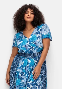 Midikleid im Mustermix, mit weitem Rock